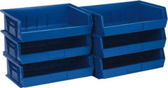 Quantum Storage - 60 Lb. Load Capacity, 10-7/8" Deep, Blue Polypropylene Hopper Stacking Bin - 5" High x 16-1/2" Wide x 10-7/8" Long - Top Tool & Supply