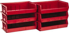 Quantum Storage - 60 Lb. Load Capacity, 10-7/8" Deep, Red Polypropylene Hopper Stacking Bin - 5" High x 16-1/2" Wide x 10-7/8" Long - Top Tool & Supply