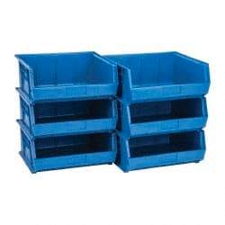 Quantum Storage - 75 Lb. Load Capacity, 14-3/4" Deep, Blue Polypropylene Hopper Stacking Bin - 7" High x 16-1/2" Wide x 14-3/4" Long - Top Tool & Supply