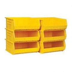 Quantum Storage - 75 Lb. Load Capacity, 14-3/4" Deep, Yellow Polypropylene Hopper Stacking Bin - 7" High x 16-1/2" Wide x 14-3/4" Long - Top Tool & Supply