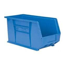 Quantum Storage - 60 Lb. Load Capacity, 18" Deep, Blue Polypropylene Hopper Stacking Bin - 9" High x 8-1/4" Wide x 18" Long - Top Tool & Supply