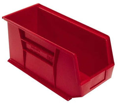 Quantum Storage - 60 Lb. Load Capacity, 18" Deep, Red Polypropylene Hopper Stacking Bin - 9" High x 8-1/4" Wide x 18" Long - Top Tool & Supply