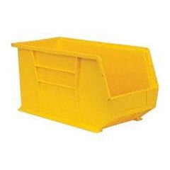 Quantum Storage - 60 Lb. Load Capacity, 18" Deep, Yellow Polypropylene Hopper Stacking Bin - 9" High x 8-1/4" Wide x 18" Long - Top Tool & Supply