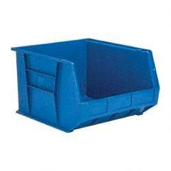 Quantum Storage - 75 Lb. Load Capacity, 18" Deep, Blue Polypropylene Hopper Stacking Bin - 11" High x 16-1/2" Wide x 18" Long - Top Tool & Supply