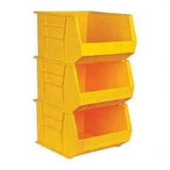 Quantum Storage - 75 Lb. Load Capacity, 18" Deep, Yellow Polypropylene Hopper Stacking Bin - 11" High x 16-1/2" Wide x 18" Long - Top Tool & Supply