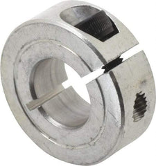 Climax Metal Products - 9/16" Bore, Aluminum, One Piece One Piece Split Shaft Collar - 1-1/4" Outside Diam, 7/16" Wide - Top Tool & Supply