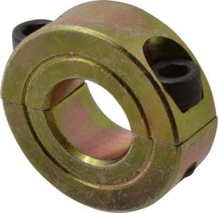 Climax Metal Products - 9/16" Bore, Steel, Two Piece Clamping Shaft Collar - 1-1/8" Outside Diam, 7/16" Wide - Top Tool & Supply