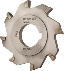 Made in USA - 3" Diam x 1/4" Width of Cut, 8 Teeth, Carbide Tipped Side Milling Cutter - Straight Teeth, Uncoated - Top Tool & Supply