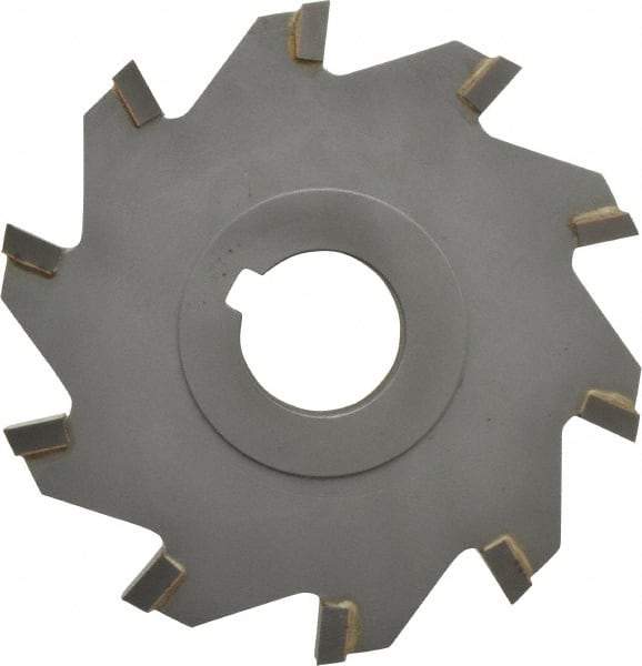 Made in USA - 4" Diam x 1/2" Width of Cut, 10 Teeth, Carbide Tipped Side Milling Cutter - Straight Teeth, Uncoated - Top Tool & Supply