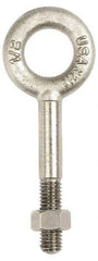 Gibraltar - 500 Lb Capacity, Stainless Steel, 1/4-20 Thread, Fixed Lifting Eye Bolt - Partially Threaded, 5" Shank, 2-1/2" Thread Length, No Shoulder - Top Tool & Supply