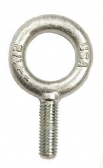 Gibraltar - 2,600 Lb Capacity, Steel, 1/2-13 Thread, Fixed Lifting Eye Bolt - Fully Threaded, 4-1/2" Shank, 4-1/2" Thread Length, No Shoulder - Top Tool & Supply