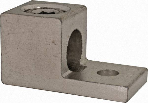 Thomas & Betts - 6 AWG Noninsulated Square Ring Terminal - 5/16" Stud, 2" OAL x 1" Wide, Tin Plated Aluminum Contact - Top Tool & Supply