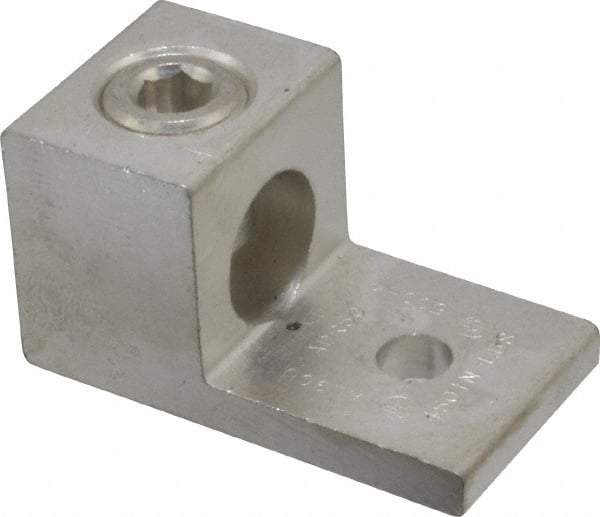 Thomas & Betts - 4 AWG Noninsulated Compression Connection Square Ring Terminal - 3/8" Stud, 2-13/16" OAL x 1-1/2" Wide, Tin Plated Aluminum Contact - Top Tool & Supply