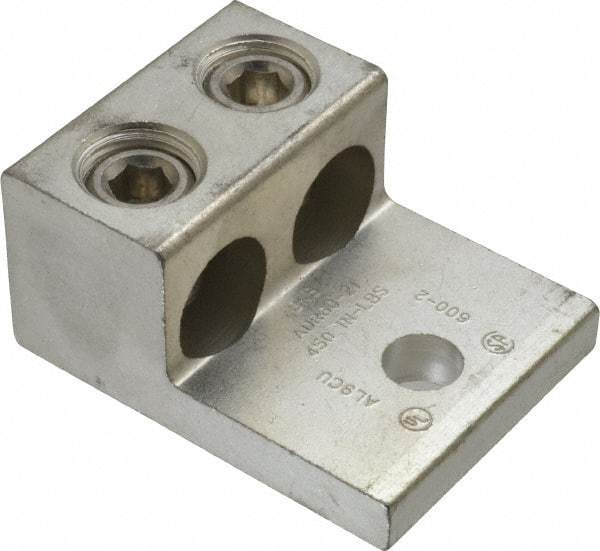 Thomas & Betts - 2 AWG Noninsulated Compression Connection Rectangle Ring Terminal - 1/2" Stud, 3-3/16" OAL x 2-13/32" Wide, Tin Plated Aluminum Contact - Top Tool & Supply