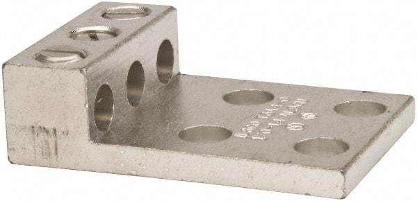 Thomas & Betts - 14-1/0 AWG Noninsulated Compression Connection Rectangle Ring Terminal - 3/8" Stud, 2-29/32" OAL x 2" Wide, Tin Plated Aluminum Contact - Top Tool & Supply