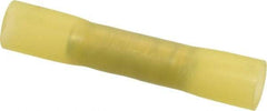 3M - 12 to 10 AWG Compatible, Heat Shrink & Nylon Fully Insulated, Crimp-On Butt Splice Terminal - 2 Wire Entries, 1-1/2" OAL, Yellow - Top Tool & Supply