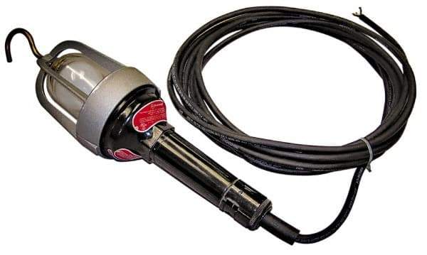 Made in USA - 100 Watt, Electric, Incandescent Portable Hook Work Light - 50' Cord, 1 Head, 900 Lumens - Top Tool & Supply