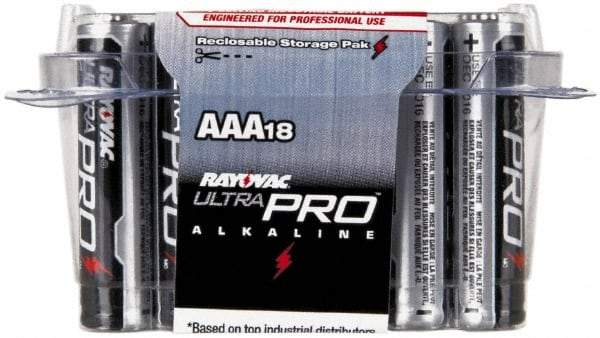 Rayovac - Size AAA, Alkaline, 18 Pack, Standard Battery - 1.5 Volts, Button Tab Terminal - Top Tool & Supply