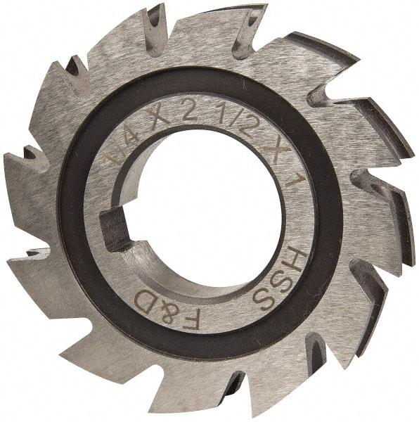 Made in USA - 1/8" Radius, 1/4" Circle Diam, 2-1/2" Diam x 0.445" Wide Cut, High Speed Steel Concave Radius Cutter - 2-1/2" OAL, Arbor Connection, Uncoated, Form Relieved, 10 Teeth - Top Tool & Supply