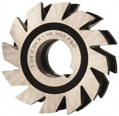 Made in USA - 3/8" Radius, 3/4" Circle Diam, 3-3/4" Diam x 1.197" Wide Cut, High Speed Steel Concave Radius Cutter - 3-3/4" OAL, Arbor Connection, Uncoated, Form Relieved, 10 Teeth - Top Tool & Supply