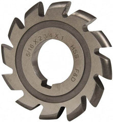 Made in USA - 5/32" Radius, 5/8" Circle Diam, 2-3/4" Cutter Diam, Arbor Connection, Convex Radius Cutter - High Speed Steel, Uncoated, Form Relieved, 12 Teeth - Top Tool & Supply