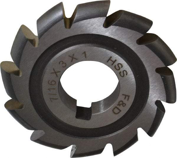 Made in USA - 7/32" Radius, 7/16" Circle Diam, 3" Cutter Diam, Arbor Connection, Convex Radius Cutter - High Speed Steel, Uncoated, Form Relieved, 12 Teeth - Top Tool & Supply