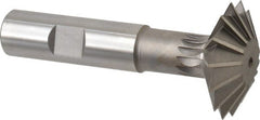 Made in USA - 1-1/2° 1-1/2" Cut Diam, 1/2" Cut Width, 5/8" Shank, High Speed Steel Double-Angle Cutter - Top Tool & Supply