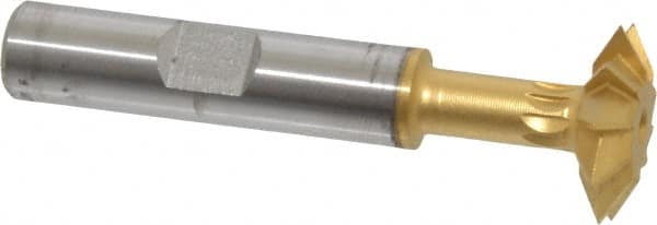 Made in USA - 3/4° 3/4" Cut Diam, 3/16" Cut Width, 3/8" Shank, High Speed Steel Double-Angle Cutter - Top Tool & Supply