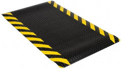 Wearwell - 5' Long x 3' Wide, Dry Environment, Anti-Fatigue Matting - Black with Yellow Chevron Borders, Vinyl with Nitrile Blend Base, Beveled on 4 Sides - Top Tool & Supply