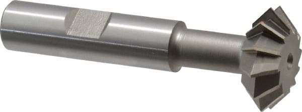 Made in USA - 1° 1" Cut Diam, 3/8" Cut Width, 1/2" Shank, High Speed Steel Double-Angle Cutter - Top Tool & Supply