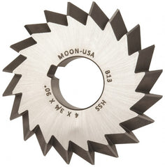 Made in USA - 4° 4" Cut Diam, 3/4" Cut Width, 1-1/4" Arbor, High Speed Steel Double-Angle Cutter - Top Tool & Supply