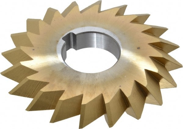 Made in USA - 4° 4" Cut Diam, 1/2" Cut Width, 1-1/4" Arbor, High Speed Steel Double-Angle Cutter - Top Tool & Supply