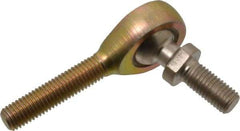 Alinabal - 1/4" ID, 3/4" Max OD, 1,650 Lb Max Static Cap, Spherical Rod End - 1/4-28 RH, 3/8" Shank Diam, 1" Shank Length, Steel with Molded Nyloy Raceway - Top Tool & Supply