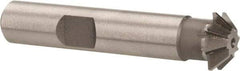 Made in USA - 1/2" Diam x 1/8" Width of Cut, 45° Included Angle, Shank Connection, High Speed Steel Single Angle Cutter - 3/8" Shank Diam, 2-1/8" Overall Length, Right Hand Cut, Uncoated - Top Tool & Supply