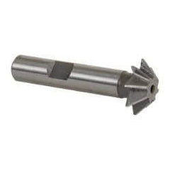 Made in USA - 3/4" Diam x 3/16" Width of Cut, 45° Included Angle, Shank Connection, High Speed Steel Single Angle Cutter - 3/8" Shank Diam, 2-1/8" Overall Length, Right Hand Cut, Uncoated - Top Tool & Supply