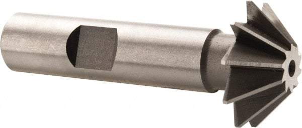 Made in USA - 1" Diam x 5/16" Width of Cut, 45° Included Angle, Shank Connection, High Speed Steel Single Angle Cutter - 1/2" Shank Diam, 2-1/2" Overall Length, Right Hand Cut, Uncoated - Top Tool & Supply