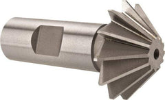 Made in USA - 1-1/2" Diam x 1/2" Width of Cut, 45° Included Angle, Shank Connection, High Speed Steel Single Angle Cutter - 3/4" Shank Diam, 2-3/4" Overall Length, Right Hand Cut, Uncoated - Top Tool & Supply