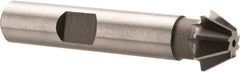 Made in USA - 1/2" Diam x 7/32" Width of Cut, 60° Included Angle, Shank Connection, High Speed Steel Single Angle Cutter - 3/8" Shank Diam, 2-1/8" Overall Length, Right Hand Cut, Uncoated - Top Tool & Supply