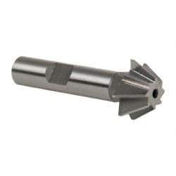 Made in USA - 3/4" Diam x 5/16" Width of Cut, 60° Included Angle, Shank Connection, High Speed Steel Single Angle Cutter - 3/8" Shank Diam, 2-1/8" Overall Length, Right Hand Cut, Uncoated - Top Tool & Supply