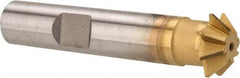 Made in USA - 1/2" Diam x 1/8" Width of Cut, 45° Included Angle, Shank Connection, High Speed Steel Single Angle Cutter - 3/8" Shank Diam, 2-1/8" Overall Length, Right Hand Cut, TiN Coated - Top Tool & Supply