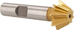 Made in USA - 3/4" Diam x 5/16" Width of Cut, 60° Included Angle, Shank Connection, High Speed Steel Single Angle Cutter - 3/8" Shank Diam, 2-1/8" Overall Length, Right Hand Cut, TiN Coated - Top Tool & Supply