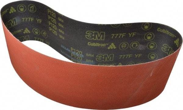 3M - 6" Wide x 48" OAL, 120 Grit, Ceramic Abrasive Belt - Ceramic, Fine, Coated, YF Weighted Cloth Backing, Wet/Dry, Series 777F - Top Tool & Supply