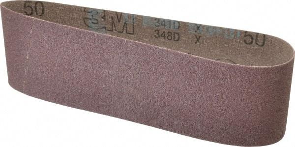 3M - 3" Wide x 21" OAL, 50 Grit, Aluminum Oxide Abrasive Belt - Aluminum Oxide, Coarse, Coated, X Weighted Cloth Backing, Series 341D - Top Tool & Supply