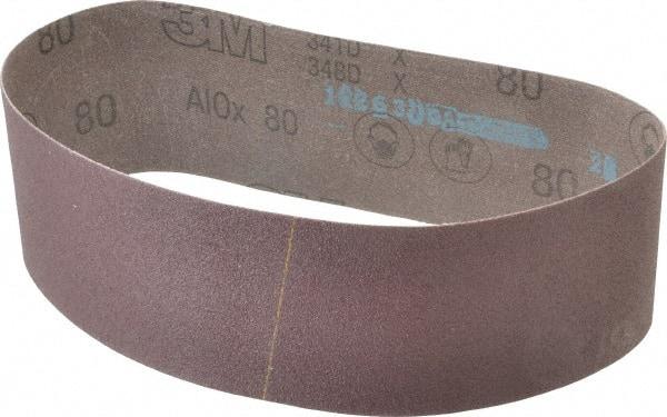 3M - 3" Wide x 24" OAL, 80 Grit, Aluminum Oxide Abrasive Belt - Aluminum Oxide, Medium, Coated, X Weighted Cloth Backing, Series 341D - Top Tool & Supply