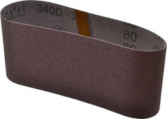 3M - 4" Wide x 21-3/4" OAL, 80 Grit, Aluminum Oxide Abrasive Belt - Aluminum Oxide, Medium, Coated, X Weighted Cloth Backing, Series 240D - Top Tool & Supply