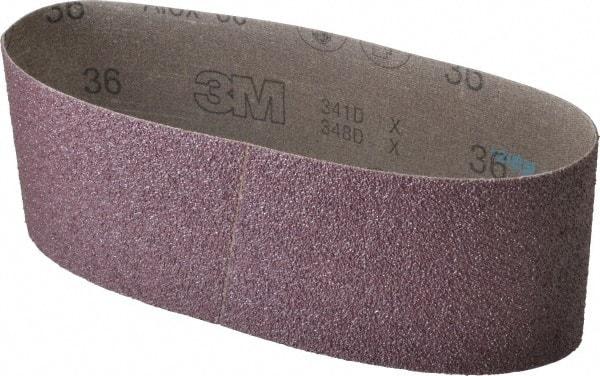 3M - 4" Wide x 24" OAL, 36 Grit, Aluminum Oxide Abrasive Belt - Aluminum Oxide, Very Coarse, Coated, X Weighted Cloth Backing, Series 341D - Top Tool & Supply