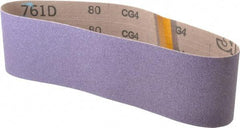 3M - 3" Wide x 24" OAL, 80 Grit, Ceramic Abrasive Belt - Ceramic, Medium, Coated, Y Weighted Cloth Backing, Series 761D - Top Tool & Supply