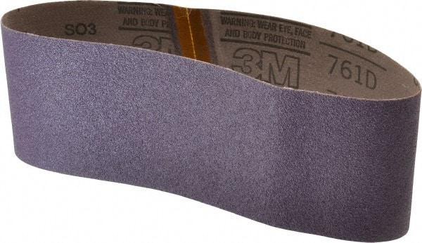 3M - 4" Wide x 24" OAL, 60 Grit, Ceramic Abrasive Belt - Ceramic, Medium, Coated, Y Weighted Cloth Backing, Series 761D - Top Tool & Supply