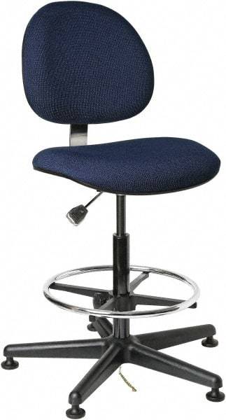 Bevco - ESD Swivel Stool - 18" Wide x 18" Deep, Conductive Cloth Seat, Navy Blue - Top Tool & Supply