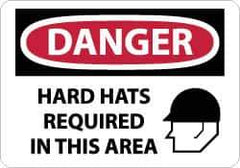 NMC - "Danger - Hard Hats Required in This Area", 20" Long x 28" Wide, Rigid Plastic Safety Sign - Rectangle, 0.05" Thick, Use for Accident Prevention - Top Tool & Supply